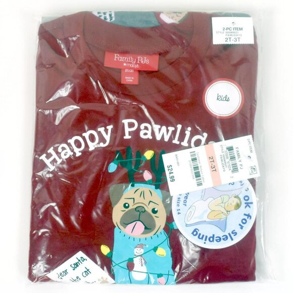 Toddler 2-Piece Pajama Set “Happy Pawlidays” Size 2T-3T Family PJs NWT - Picture 3 of 5